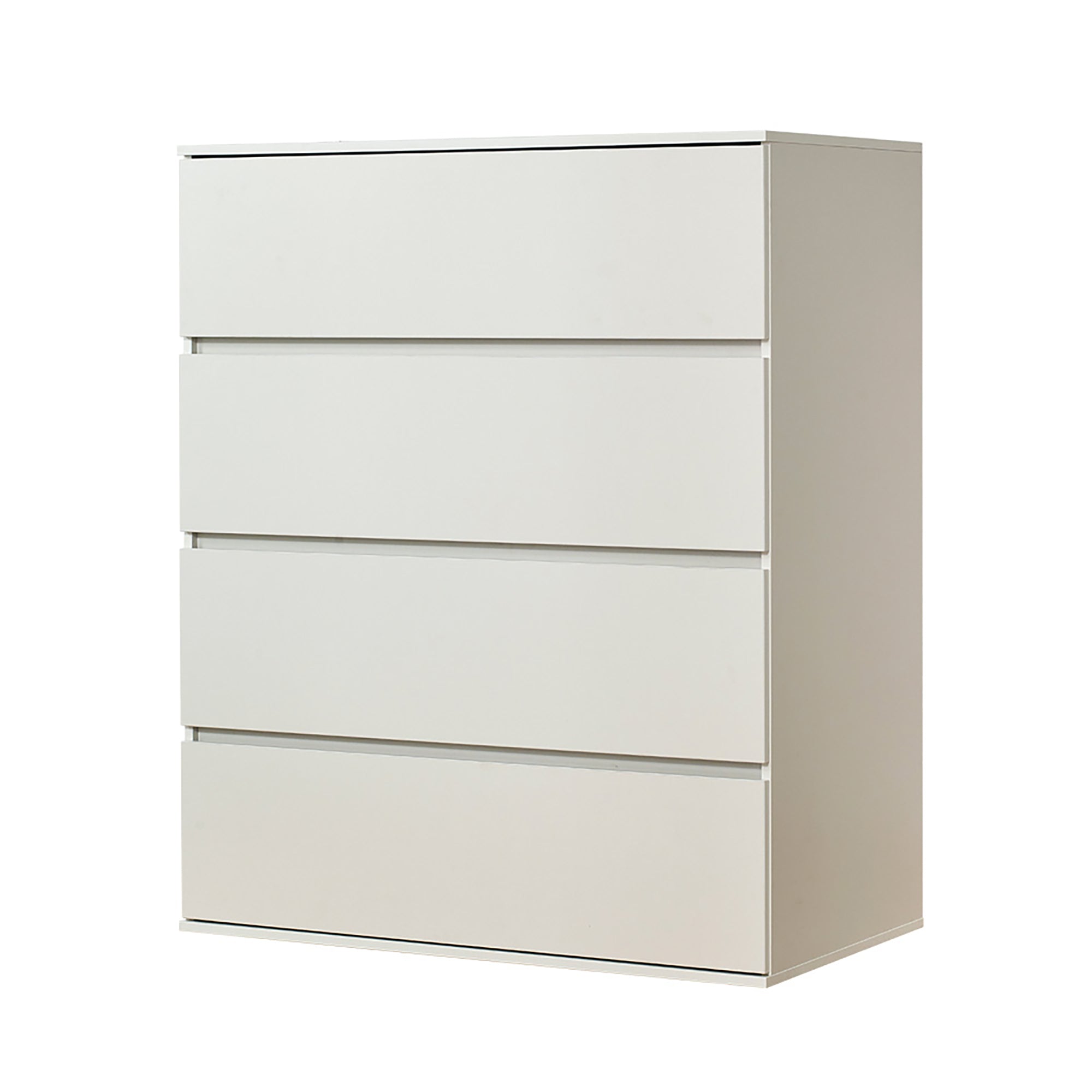 Liv Contemporary Four-Drawer Wood Chest with Extra Storage in White Melamine, 21x39x47 inches