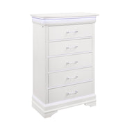 Charlston White 5-Drawer Chest with LED Lighting in Solid Wood and MDF