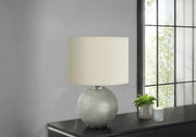 Lighting, 19'h, Table Lamp, Grey Resin, Ivory / Cream Shade, Modern