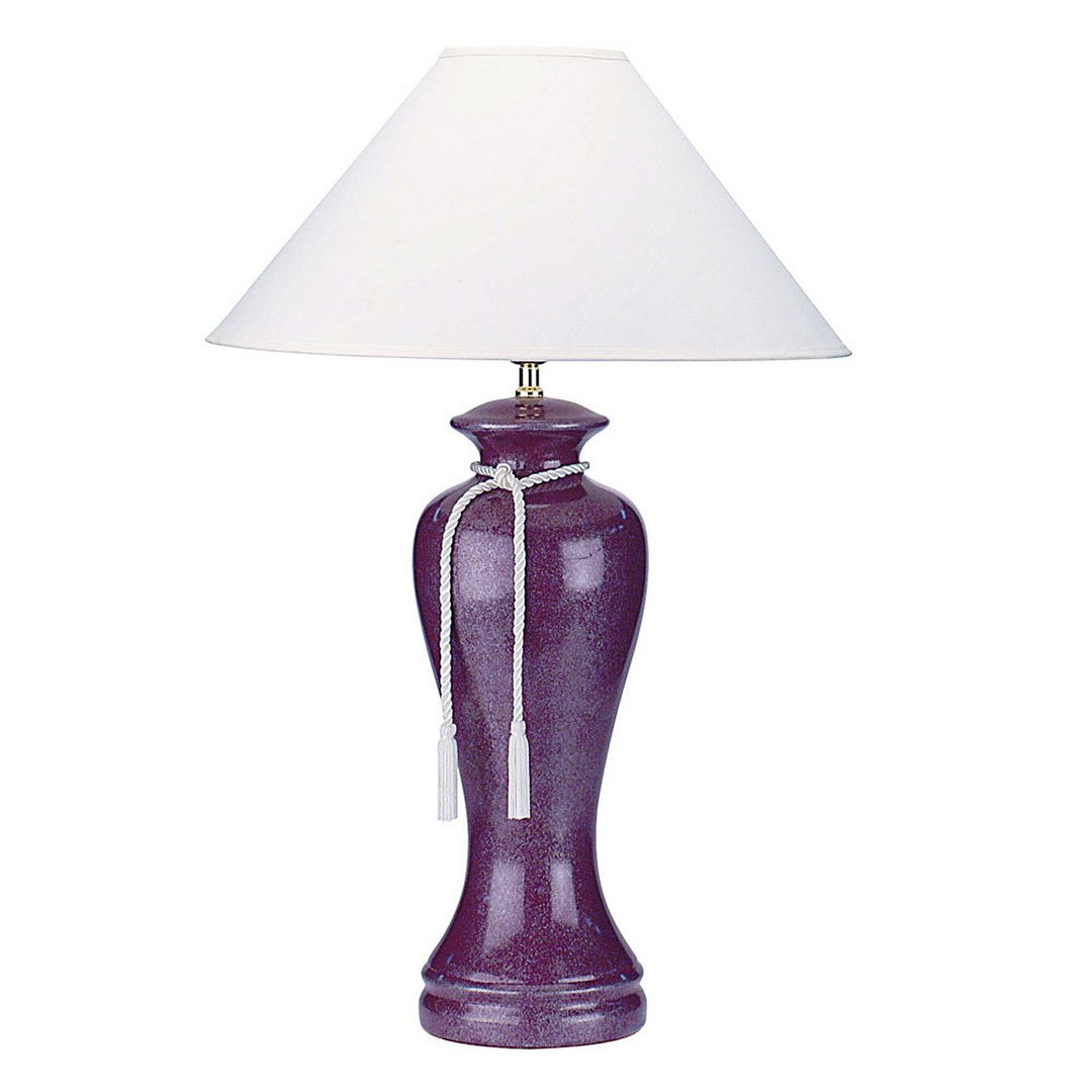 35' Tall Ceramic Table Lamp, Curved design with Burgundy finish, Linen Shade