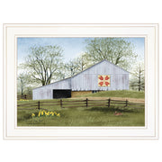 'Tulip Quilt Block Barn' by Billy Jacobs, Ready to Hang Framed Print, White Frame