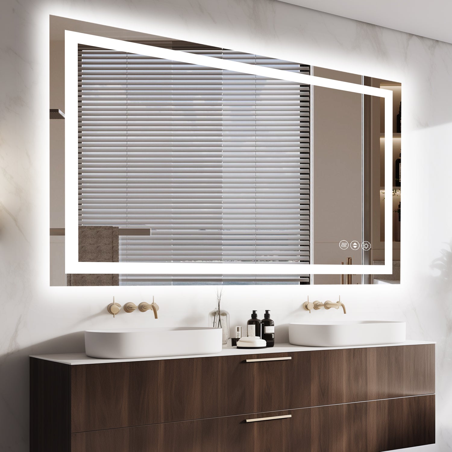 48x30 Inch Frameless LED Bathroom Mirror,Smart Mirror