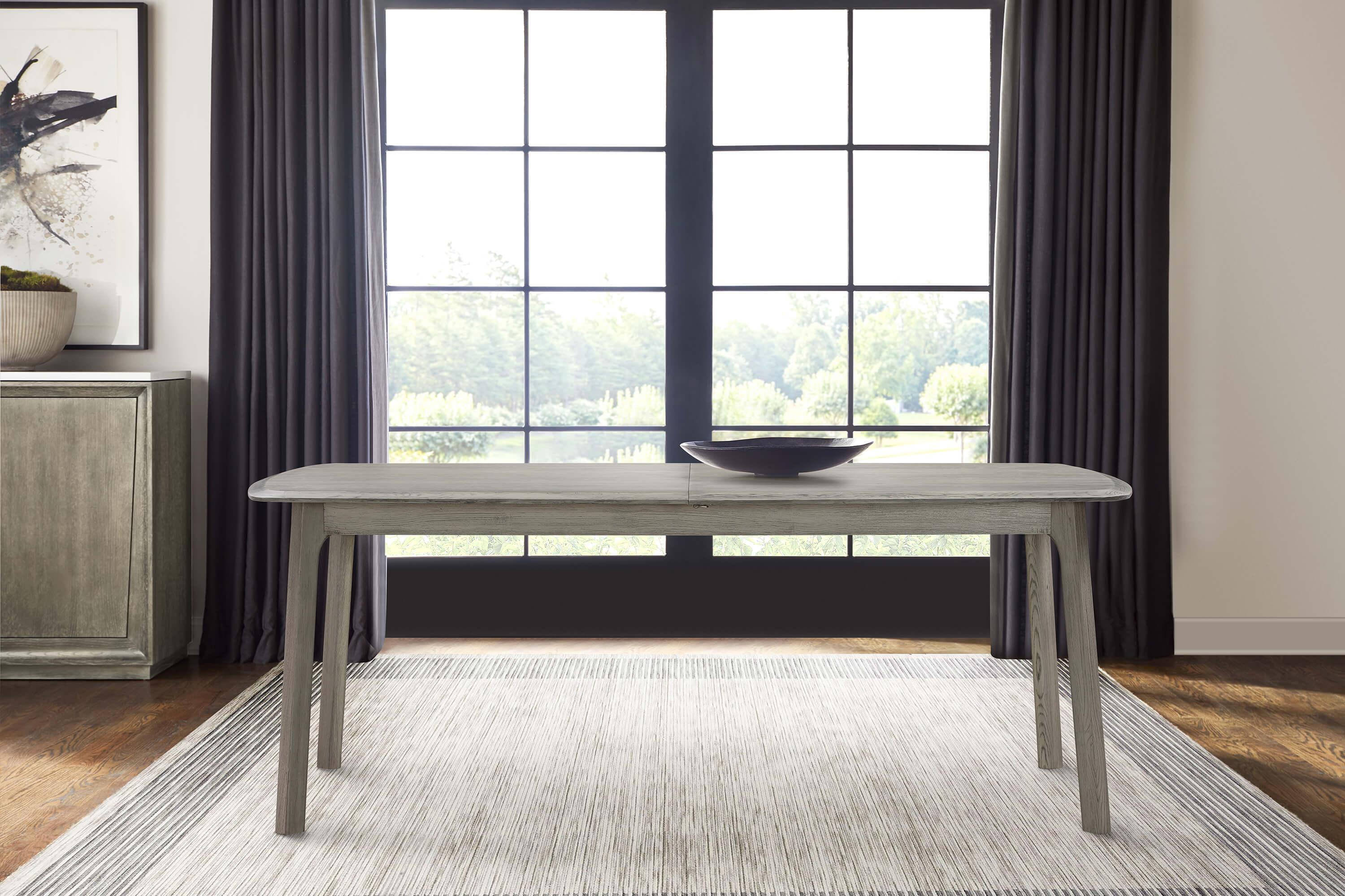 Serenza Extendable Rectangle 98' Dining Table in Gray Oak