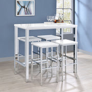 Nimitz White High Gloss and Chrome 5-Piece Bar Set
