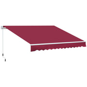 Outsunny 12' x 8' Retractable Awning, Patio Awning Sun Shade Shelter with Manual Crank Handle, 280g/m² UV and Water-Resistant Fabric, Aluminum Frame for Deck, Balcony, Yard, Red
