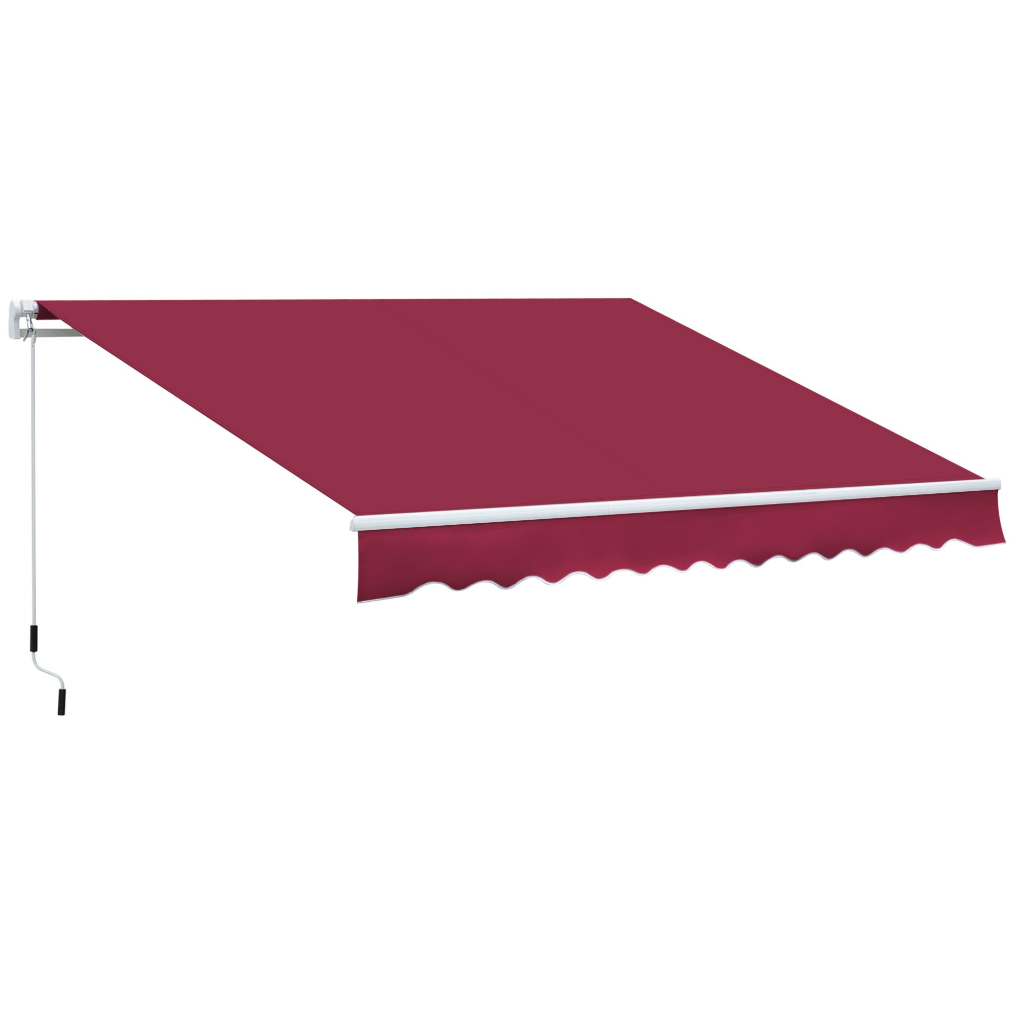 Outsunny 12' x 8' Retractable Awning, Patio Awning Sun Shade Shelter with Manual Crank Handle, 280g/m² UV and Water-Resistant Fabric, Aluminum Frame for Deck, Balcony, Yard, Red