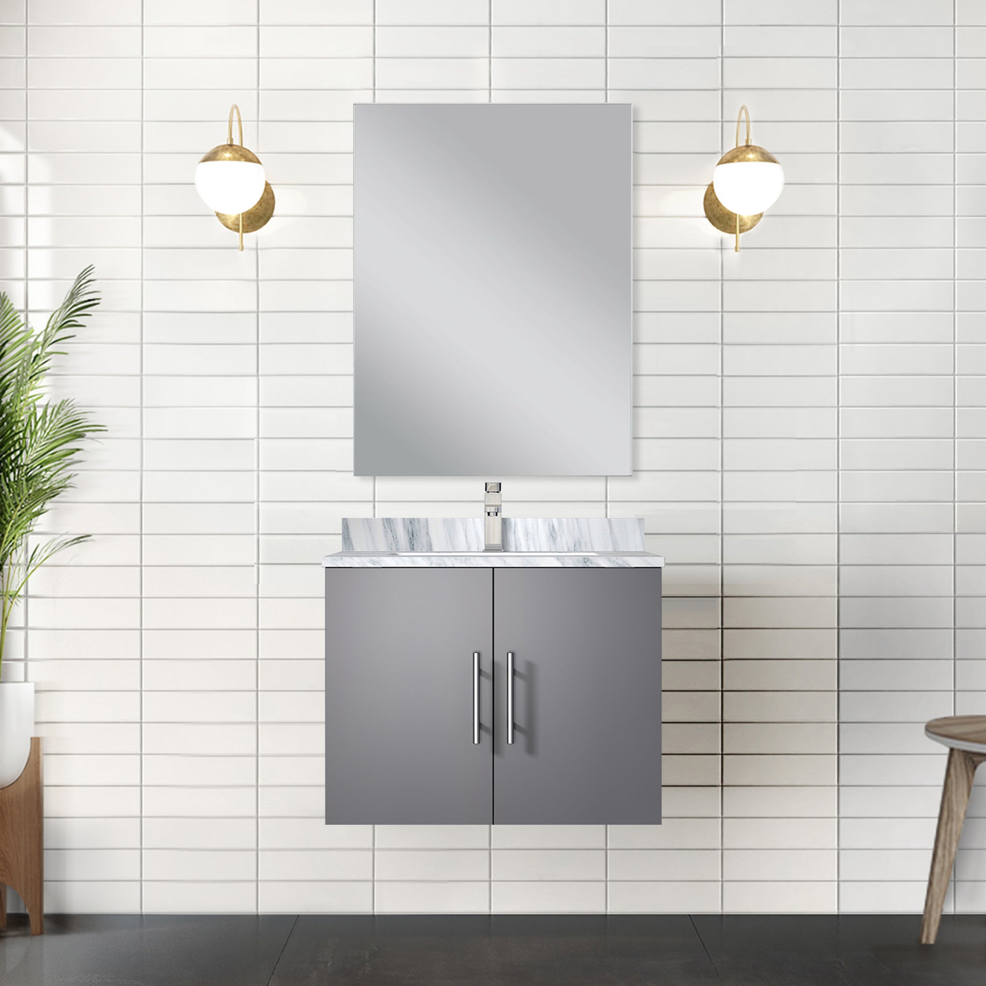 Dark Grey Bath Vanity 24 in. W x 22 in. D