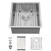 Brushed Nickel 19 Inch Undermount Stainless Steel Kitchen Sink 16Gauge 9 Inch Deep Single Bowl Basin