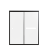 Matte Black Semi-Frameless Double Sliding Shower Door with 1/4' Thick SGCC Tempered Glass, 56'-60'W x 70'H