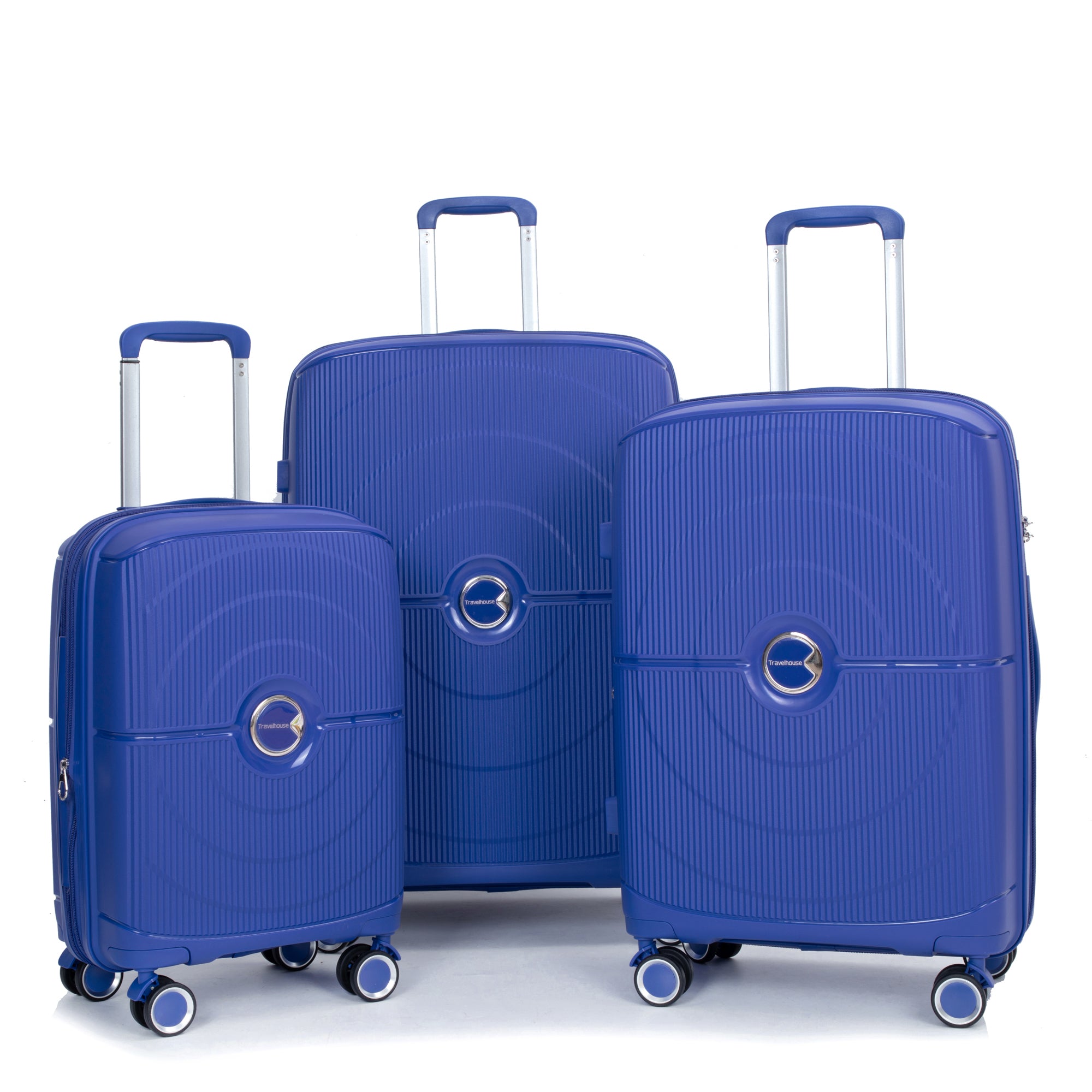 Expandable Hardshell Suitcase Set with Double Spinner Wheels, TSA Lock, Navy Polypropylene, 3-Piece (20/24/28)