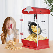 8 Ounce Kettle Popcorn Maker , Warming Deck, Countertop Popcorn Popper for Parties, Events, and Home Theater, Red