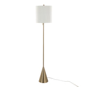 Cone 64' Contemporary Metal Floor Lamp in Gold Metal with White Linen Shade from Grandview Gallery by LumiSource