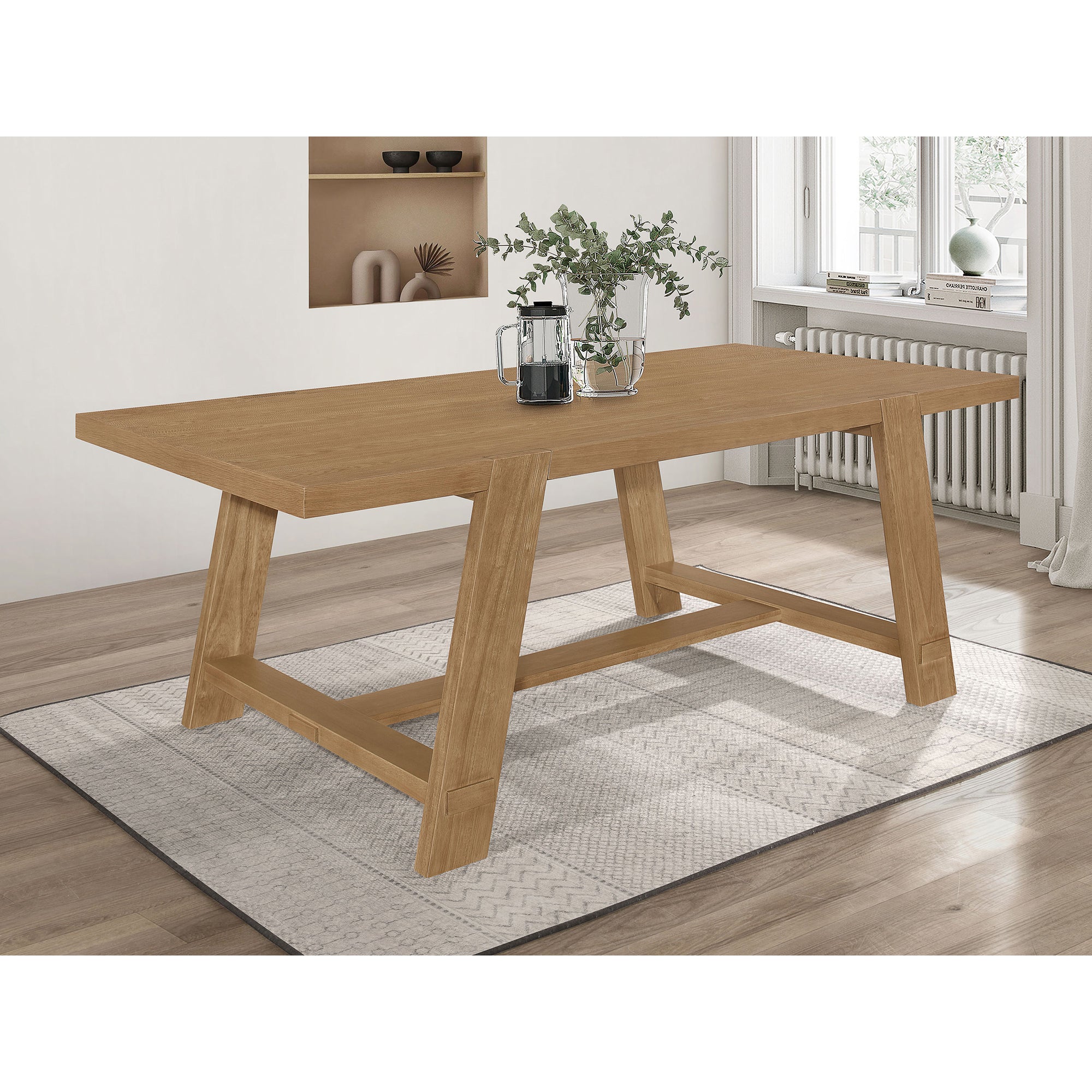 Gavilon Brown Rectangular Trestle Base Dining Table