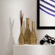 Decorative Textured Elegance Aluminum Vases – Set of 3 Gold Polished Table Accents