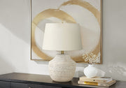 Lighting, 20'h, Table Lamp, Cream Concrete, Ivory / Cream Shade, Modern