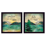 'The Lake is Calling Collection' 2-Piece Vignette By Marla Rae, Printed Wall Art, Ready To Hang Framed Poster, Black Frame