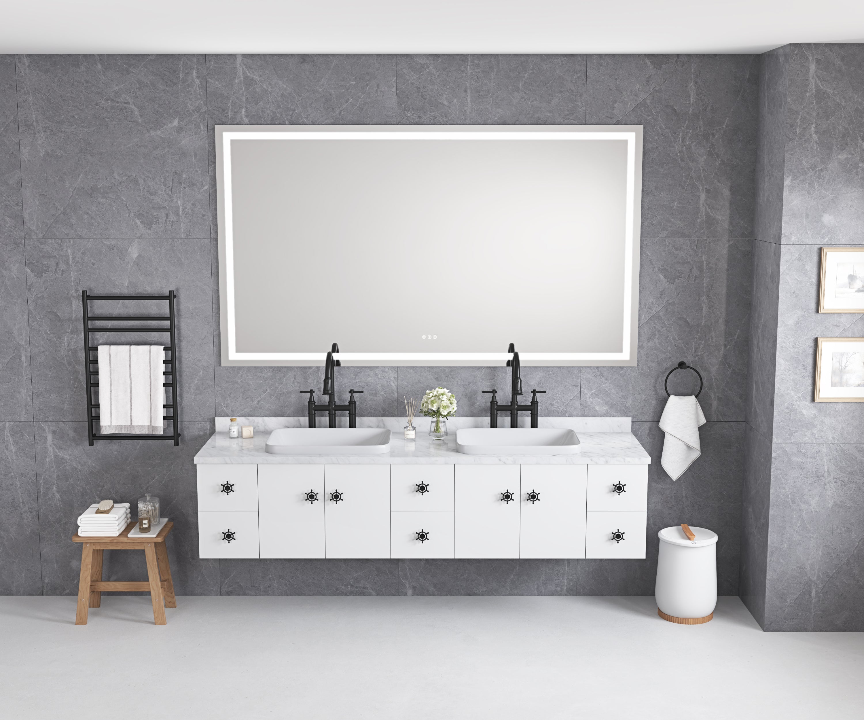 LED Bathroom Mirror   84'x  40 ' with Front and Backlight, Large Dimmable Wall Mirrors with Anti-Fog, Memory, 3Colors, LED Vanity Mirror