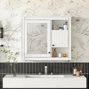 32'' Bathroom Wall Cabinet with Mirror, Wall Mounted Medicine Cabinet with 3 Shelves, Mirrored Door Over Toilet Storage Cabinet, White
