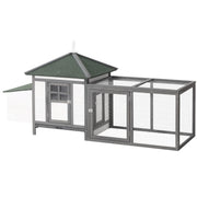 77' Wooden Chicken Coop with Nesting Box, Cute Outdoor Hen House with Removable Tray, Ramp Run, for Garden Backyard, Gray