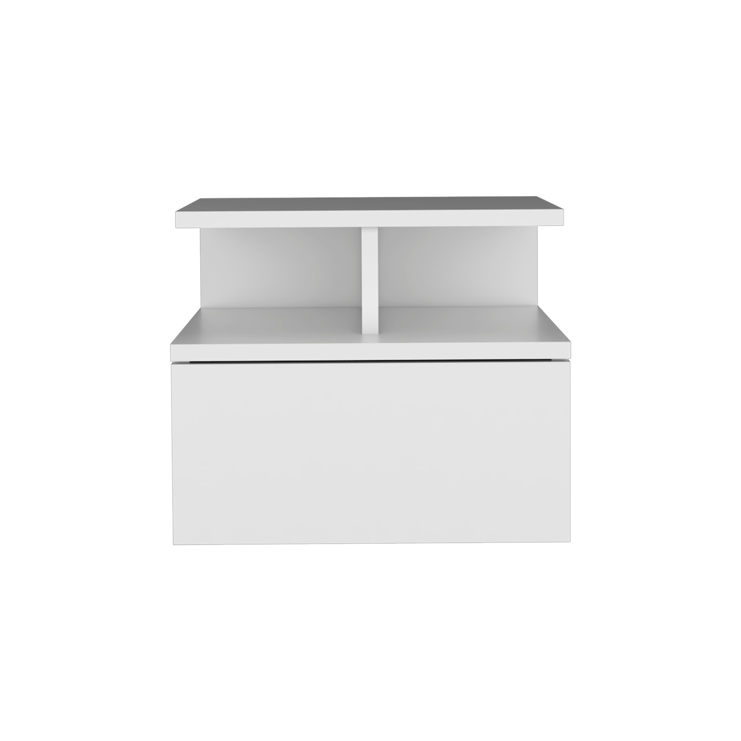 Flopini Floating Nightstand with One Drawer, White Finish, Particle Board, Compact Size