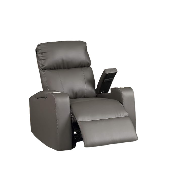 Modern Terry Collection, Upholstered Faux Leather with Electric Power Recliner Chair, Grey