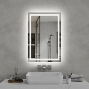 24'*36'LED Bathroom Mirror,Front-Lit and Back-Lit, Stepless Dimmable, 3 Colors CRI90+, Brightness Memory, Shatter-Proof,Anti-fog LED Vanity Mirror, IP44 Waterproof