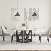 63 'Modern Artificial Stone Curved Pandora Black Panel Bronze Iron Metal Legs-Can Accommodate 6 People