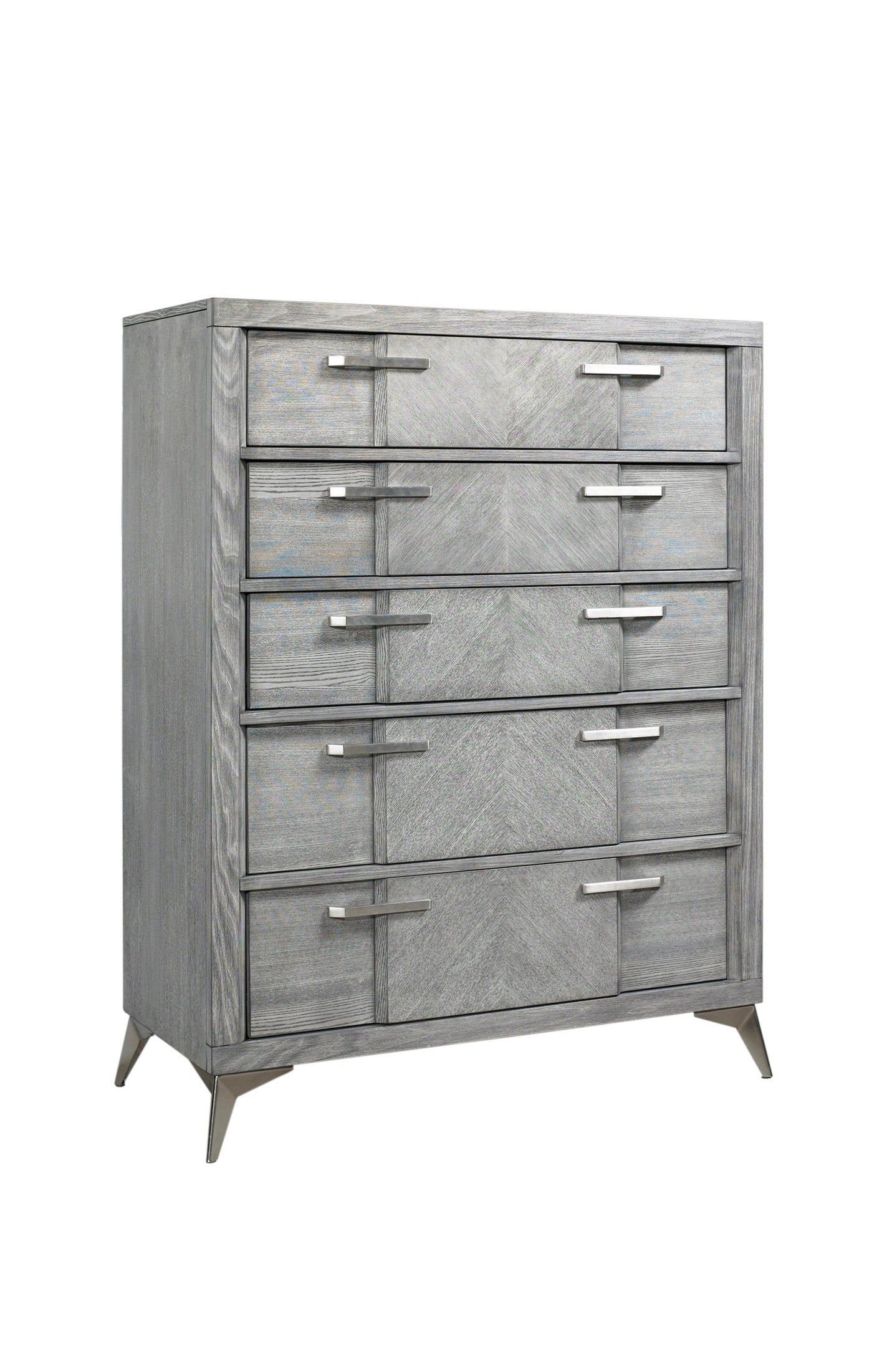 5 Drawer Chest in Gray Book Matched Veneers