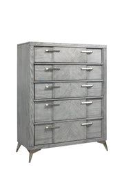 5 Drawer Chest in Gray Book Matched Veneers