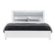 OMODA Modern 5PC White King Bedroom Set with LED Lighting and Rubber Wood