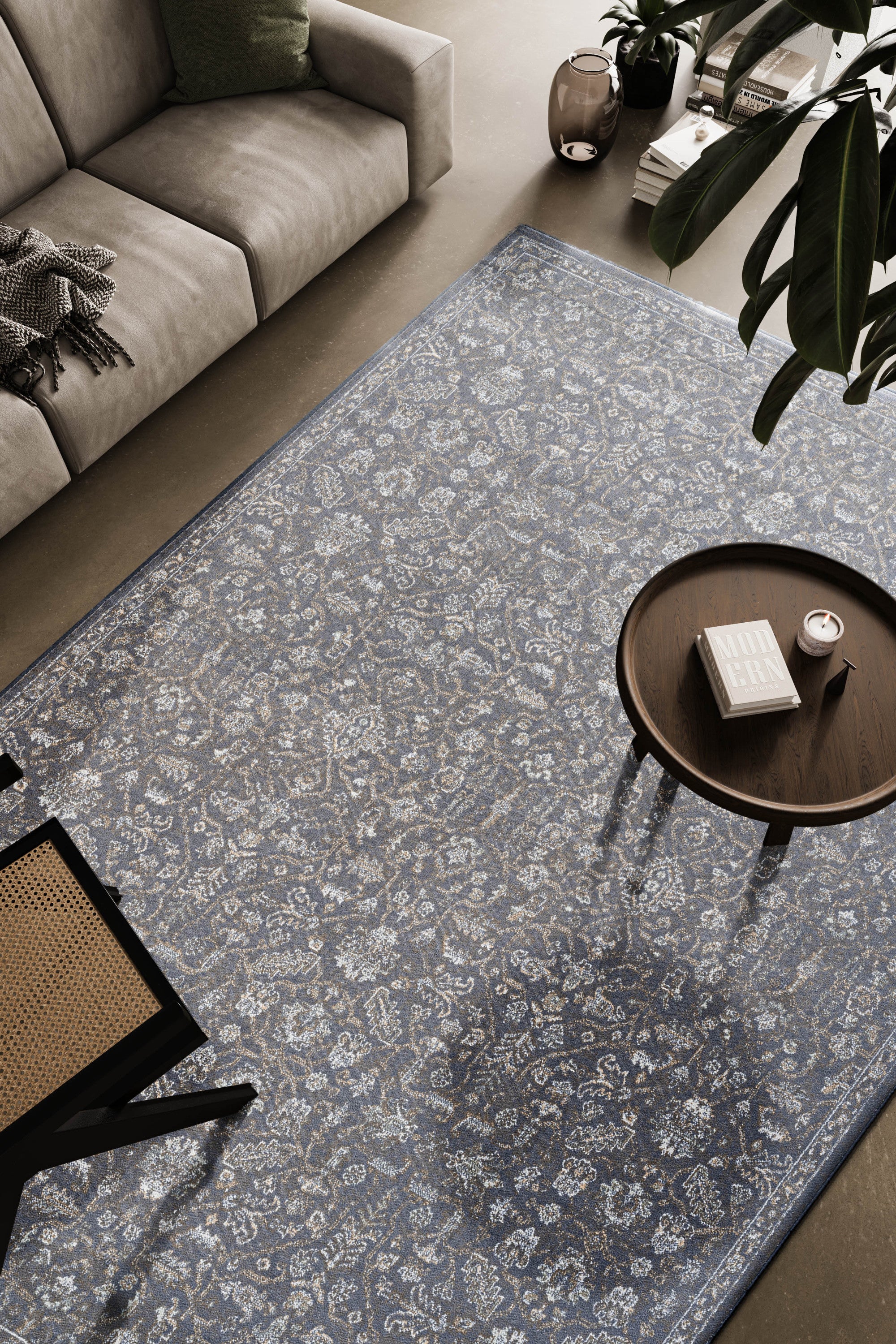 Elias Taupe, Ivory, and Beige Viscose Area Rug