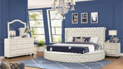 HAZEL Modern Style Queen 4PC  Bedroom Set with USB Ports & Made with Wood in Cream(CA INVENTORY)