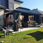 12' X 16' Hardtop Gazebo Outdoor Metal Gazebo with Galvanized Steel Double Roof Canopy, Aluminum Frame, Curtains and Netting for Patio, Deck, Garden, Grey