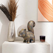 Curious Squirrel  Antique Finished Aluminum Figurine – 10.5x5x12.5' Elegant Table Decor Sculpture