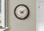 Clocks, 20' Round, Wall Clock, Brown, Transitional