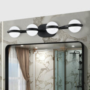 30' Black Minimalist LED Bathroom Vanity Light with Crystal Sand Acrylic Shades, 4-Light Wall Mounted Decorative Lighting Fixture, Suitable for Bathroom Vanity Mirror