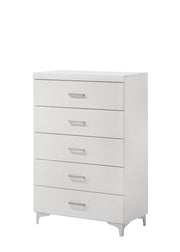White 5-Drawer Chest with Metal Legs
