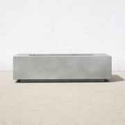 Modern Concrete Propane Outdoor Fire Pit Table with Adjustable Flame Control in Cream White