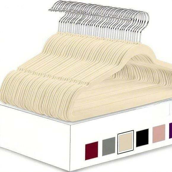 Beige Velvet hanger, 50pack