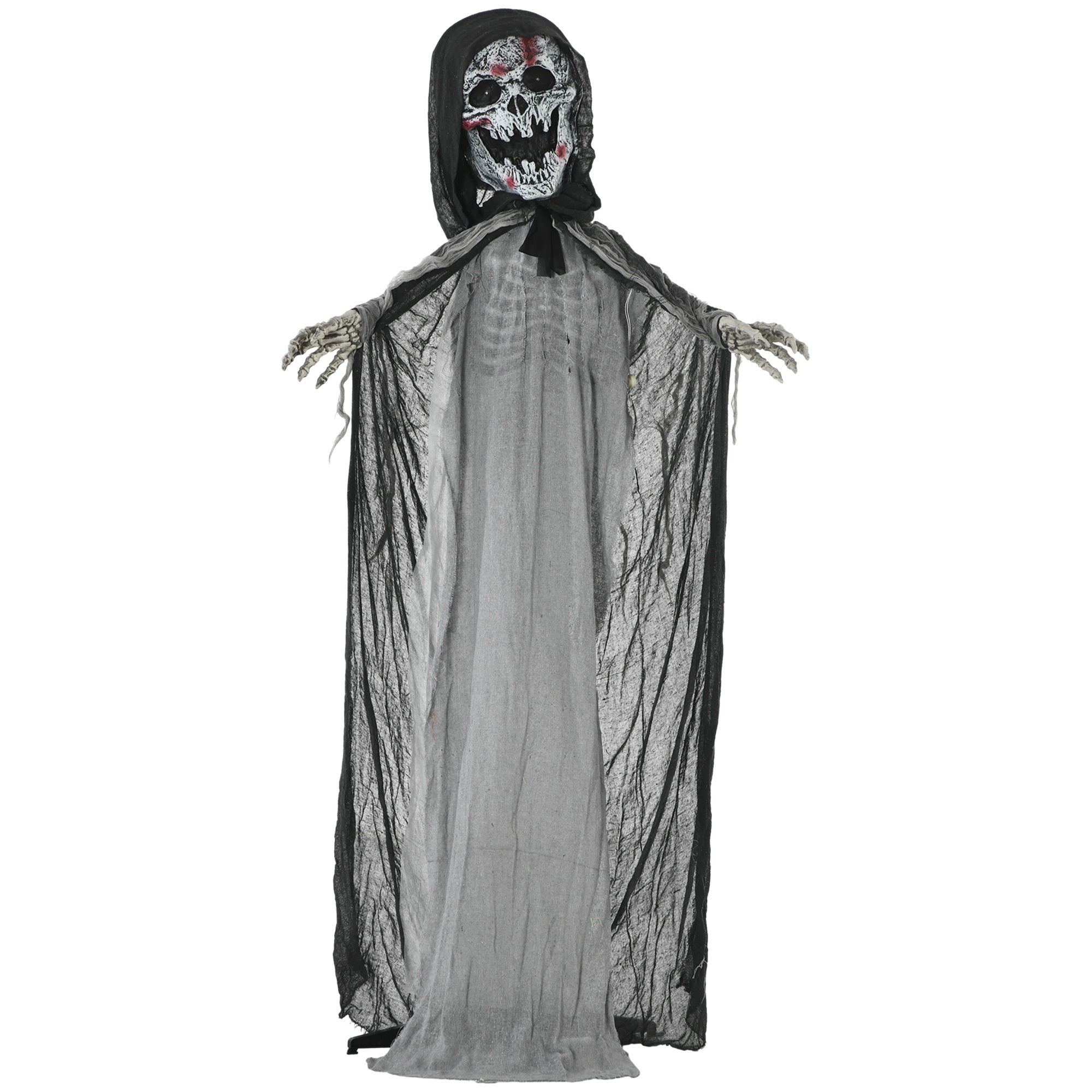 Outsunny 74' Life Size Outdoor Halloween Decorations Skeleton Witch, Animated Prop Animatronic Decor with Sound and Motion Activated, Light Up Eyes and Chest, Howling and Chain Sound