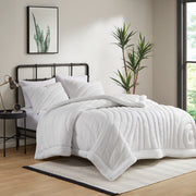 3 PCS King/Cal King Poly Jersey Puffy Comforter Set White