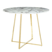 Cosmo Contemporary/Glam Dining Table in Gold Metal and White Marble Top by LumiSource