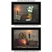 'White / Red baskets' 2-Piece Vignette by Susie Boyer, Black Frame