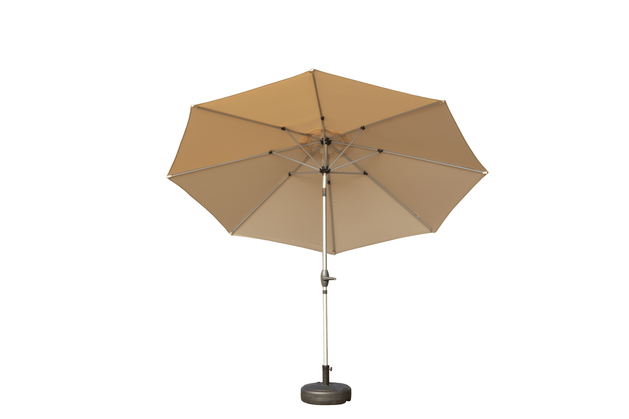 10FT Patio Umbrella, Outdoor Table Umbrella with Push Button Tilt and Crank, UV Protection Waterproof Market Sun Umbrella with 8 Sturdy Ribs for Garden, Deck, Backyard (Beige) –Base Not Included