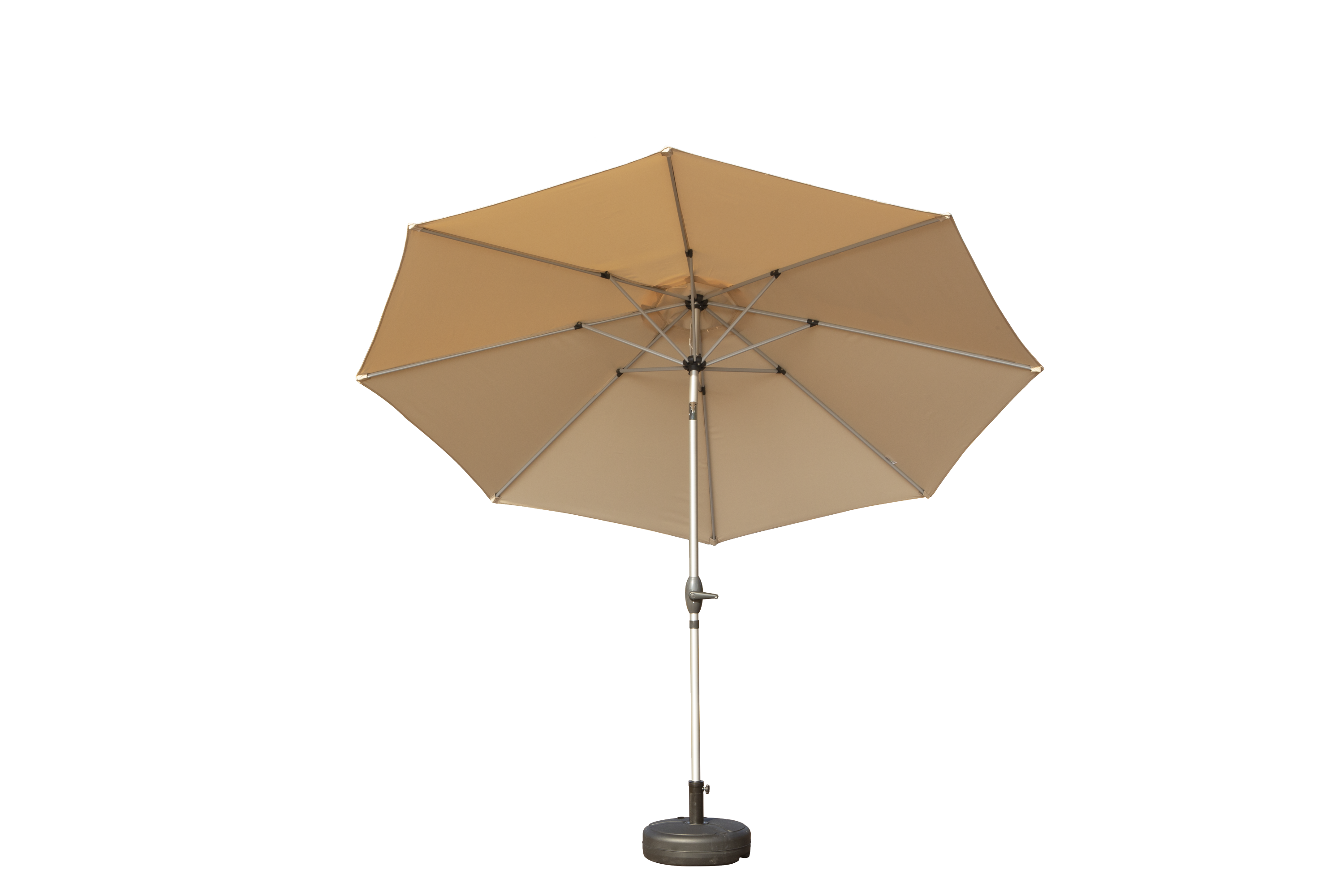 10FT Patio Umbrella, Outdoor Table Umbrella with Push Button Tilt and Crank, UV Protection Waterproof Market Sun Umbrella with 8 Sturdy Ribs for Garden, Deck, Backyard (Beige) –Base Not Included