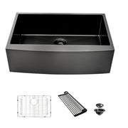Gunmetal Black Farmhouse Sink - 33 Inch Stainless Steel Apron Front Kitchen Sink