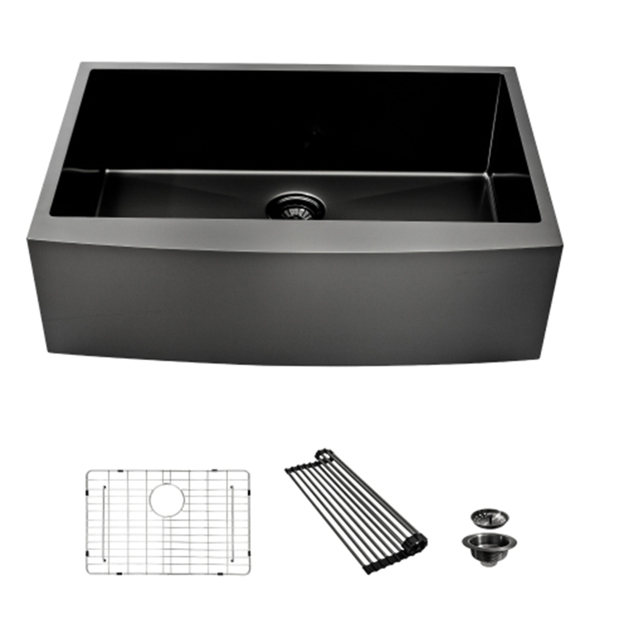 Gunmetal Black Farmhouse Sink - 33 Inch Stainless Steel Apron Front Kitchen Sink