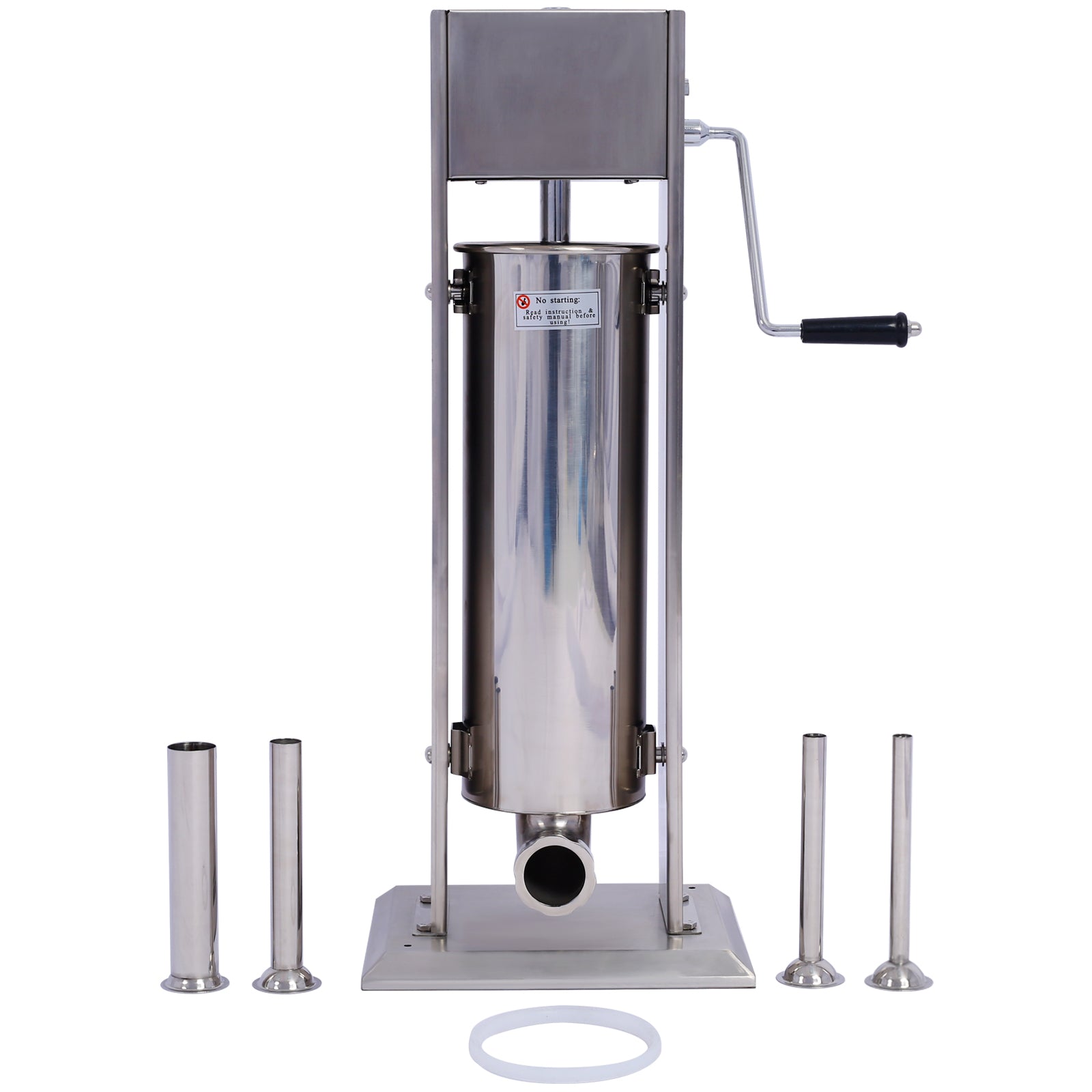 Stainless Steel Commercial Sausage Stuffer,Dual Speed Vertical Sausage Maker 7LB/3, Meat Filler with 4 Stuffing Tubes