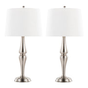 Sawyer 30' Contemporary Metal Table Lamp in Brushed Nickel and White Linen from Grandview Gallery by LumiSource - Set of 2