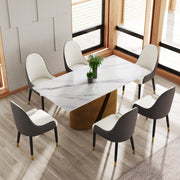 70.86 'Modern Artificial Stone White Panel Bronze Iron Metal Legs-Can Accommodate 6-8 People